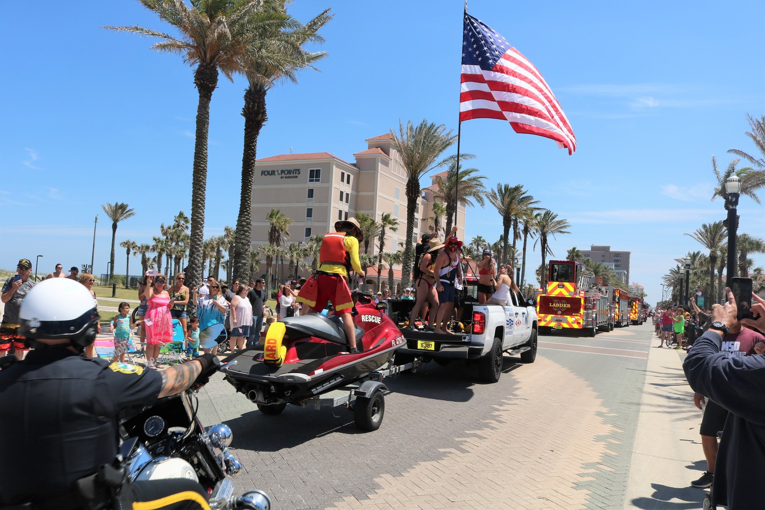 First responders make their way down First Street in Jacksonville Beach during the annual Opening of the Beaches Parade Sunday, April 29.